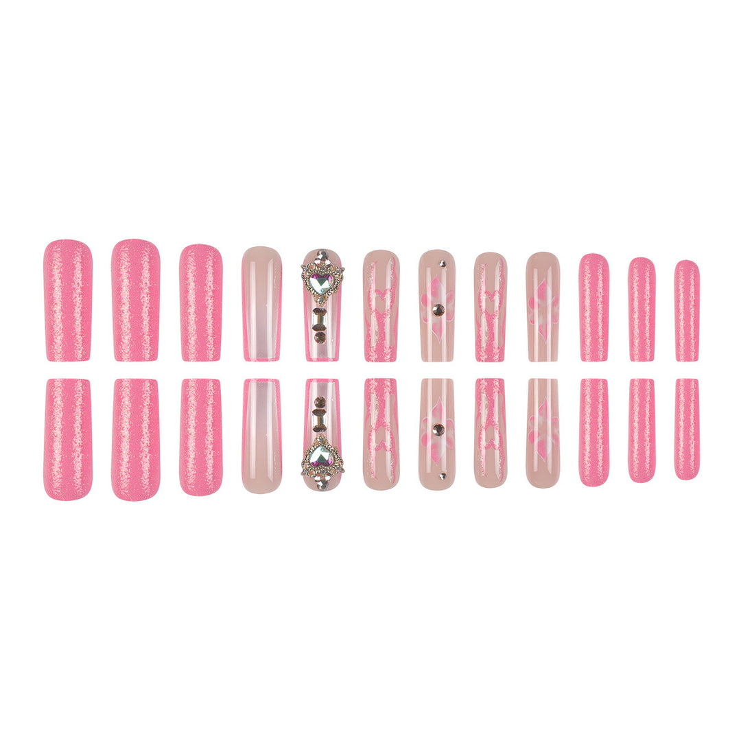 Artistic 3D Floral and Gem-Embellished Press-On Nails Kalsten