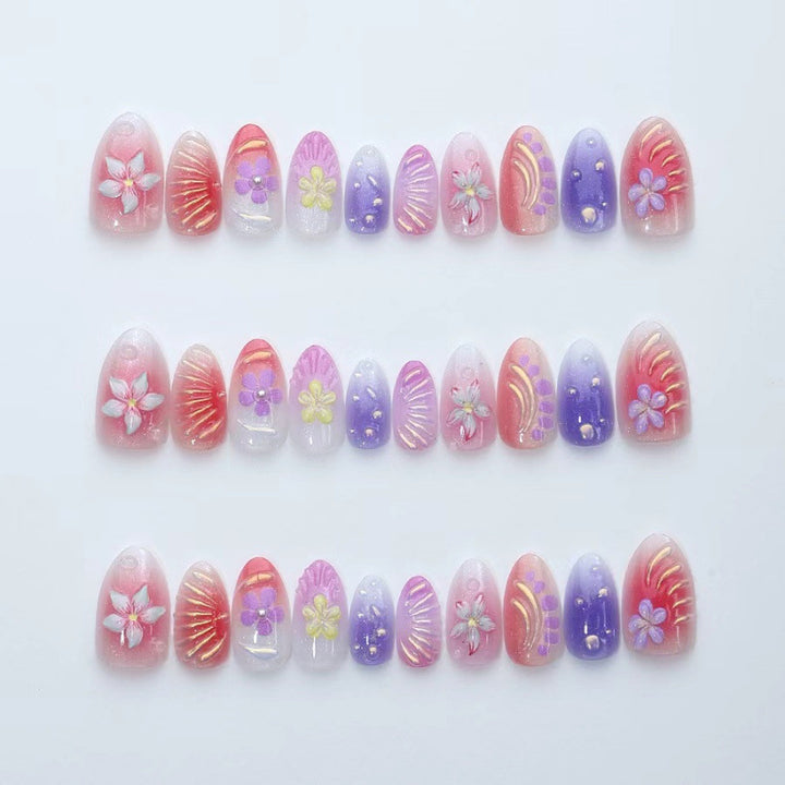 Floral Press-On Nail Art Set