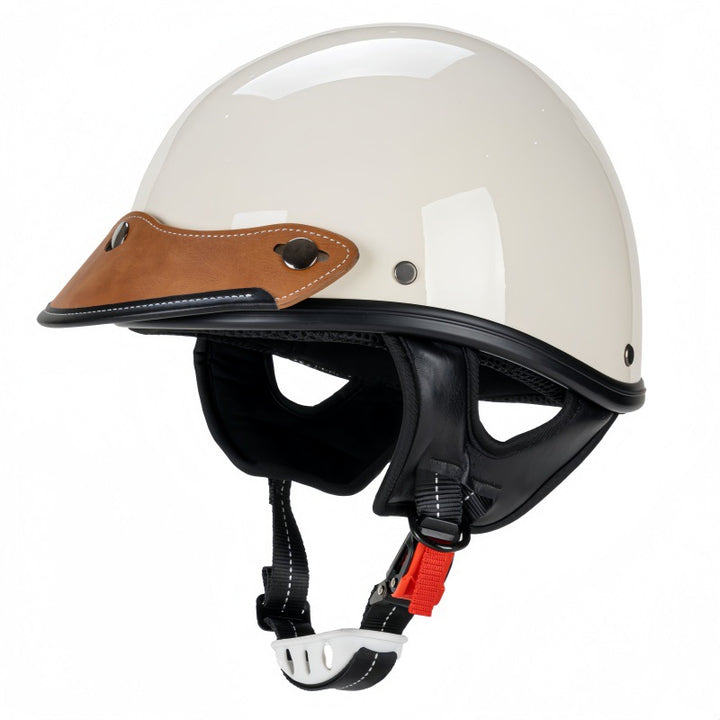 Vintage Leather-Trimmed Motorcycle Helmet Kalsten