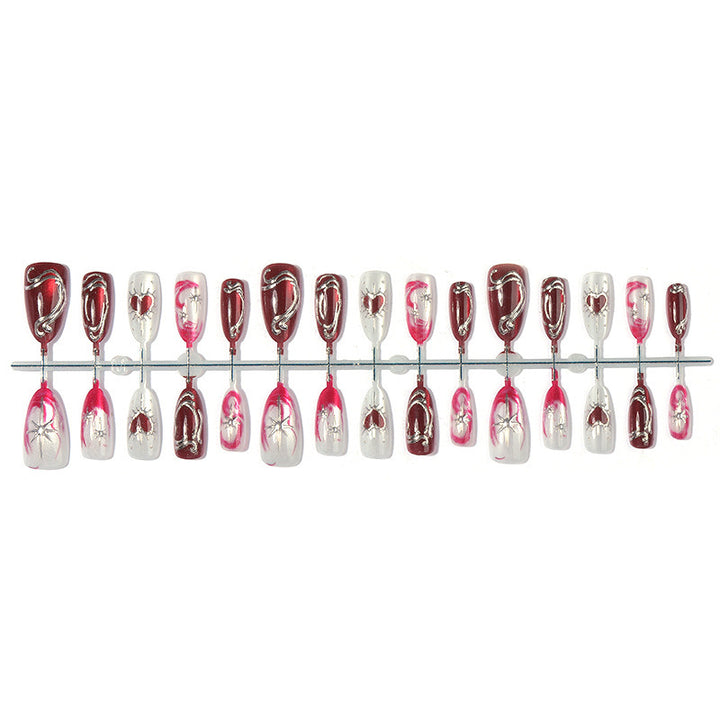 Artificial nail set with romantic decorations and glitter Kalsten