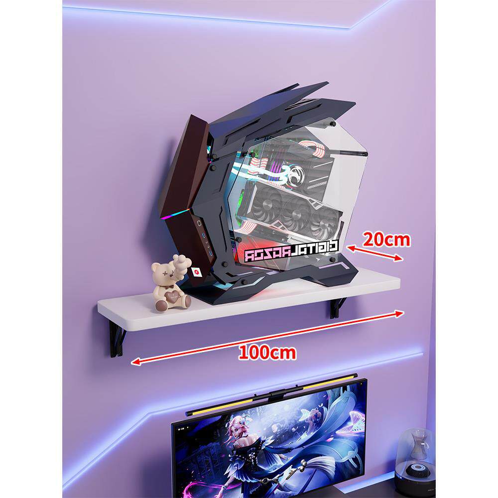 Wall-Mount Floating Shelf for Mid-Tower Gaming PC with Reinforced Brackets