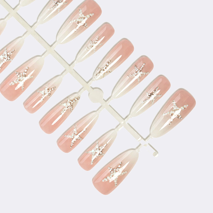 Artificial nail set with elegant star motifs Kalsten