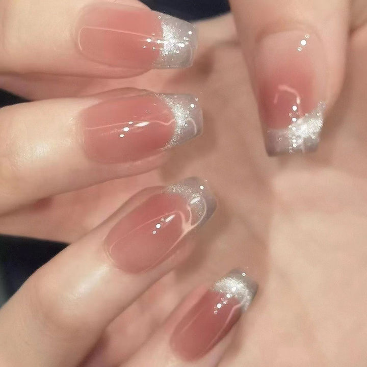 Sparkling French Tip Press-On Nails