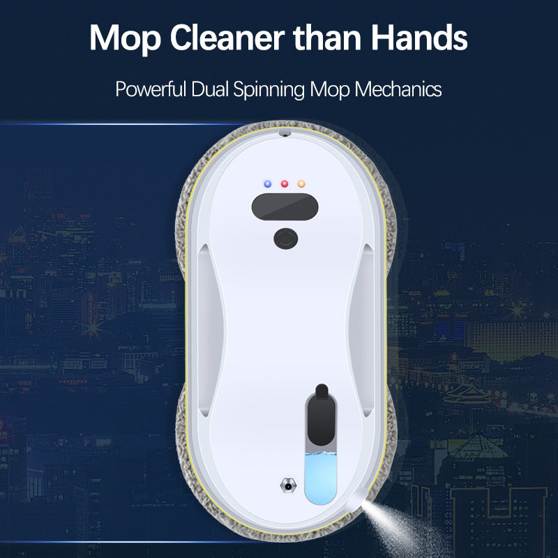 robotic window cleaner with dual spinning microfiber mops and spray function Kalsten