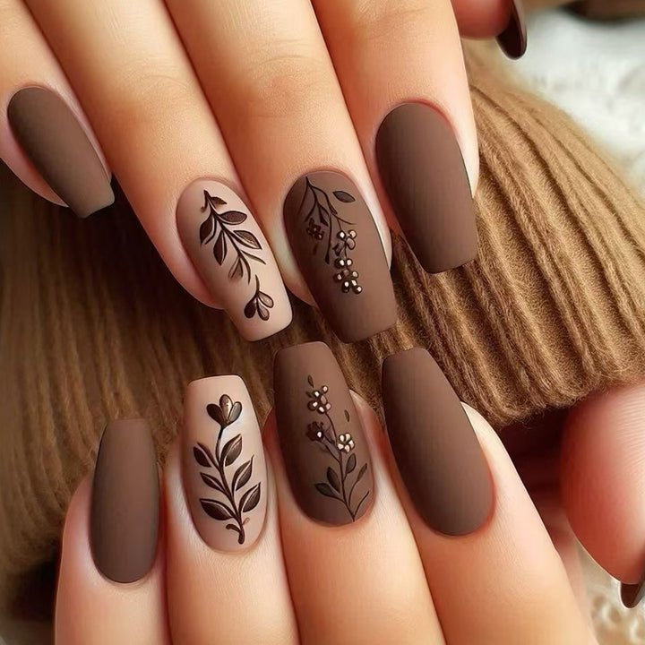 Elegant Floral Matte Press-On Nails Kalsten
