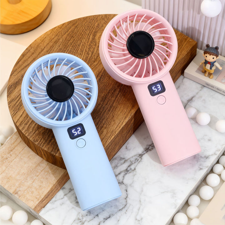 Women's Portable USB Hand Fan with Digital Display and Ergonomic Design Kalsten