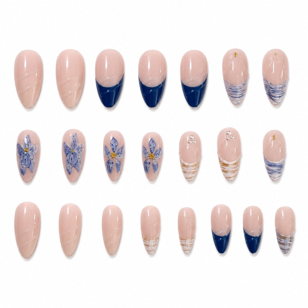Artistic Floral and Geometric Press-On Nail Set Kalsten