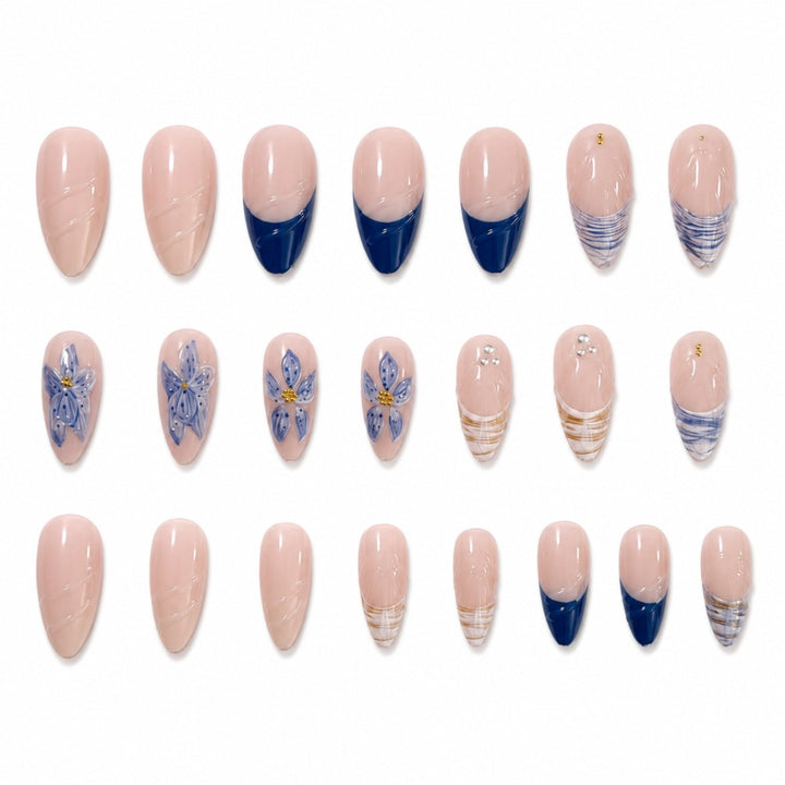 Artistic Floral and Geometric Press-On Nail Set Kalsten