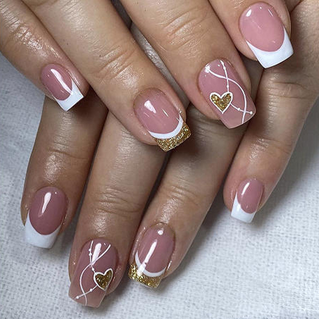 Elegant Heart-Themed Acrylic Nail Art Kalsten