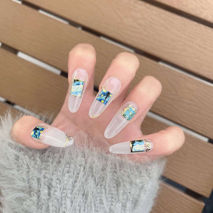Artistic Nature-Themed Press-On Nail Set