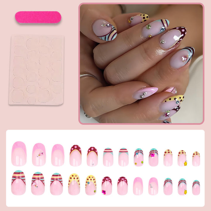 Acrylic nail set with colorful accents and 3D embellishments Kalsten