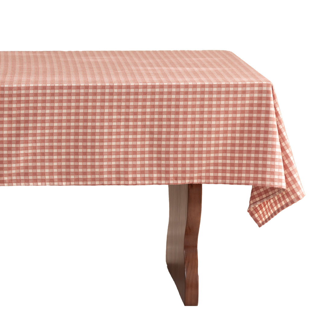 Rectangular checked tablecloth made of cotton blend fabric with flannel-like surface