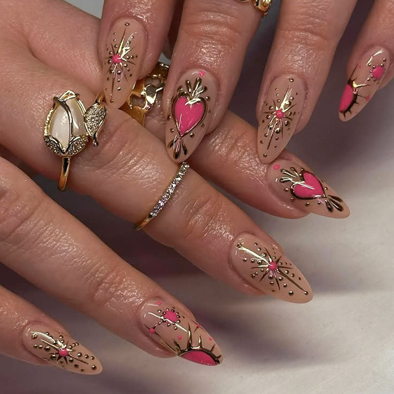 Artistic Heart Design Press-On Nails
