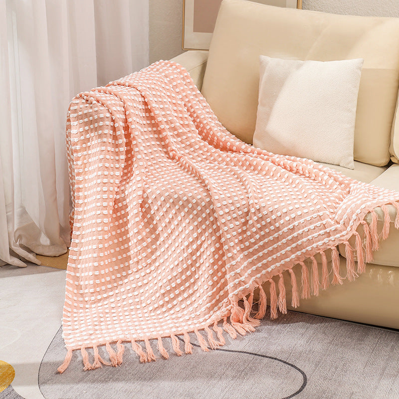 Textured Cotton Throw Blanket Kalsten