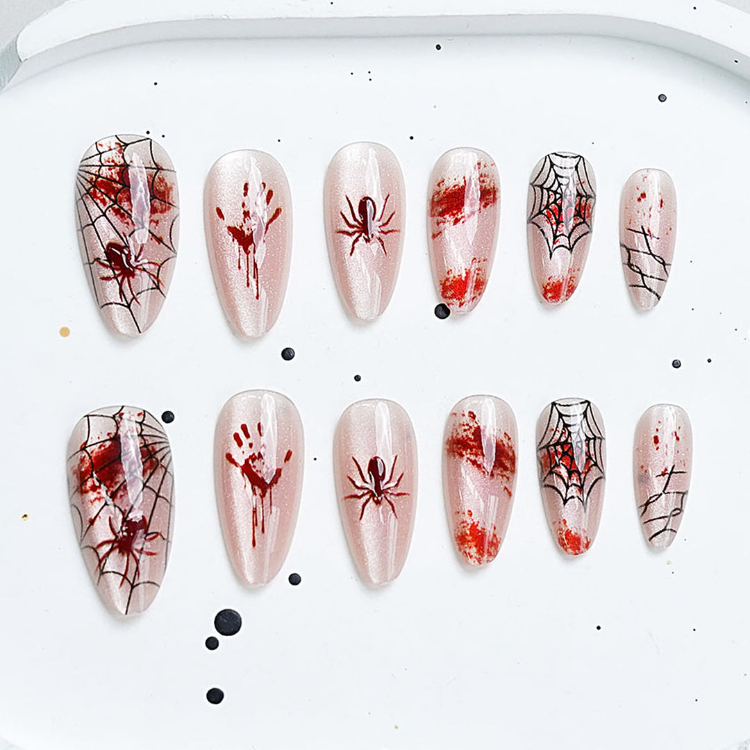 Artistic Press-On Nail Set with Cherry Blossom Design Kalsten