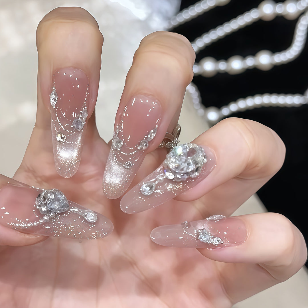 Glamorous artificial nail tips with rhinestone accents Kalsten