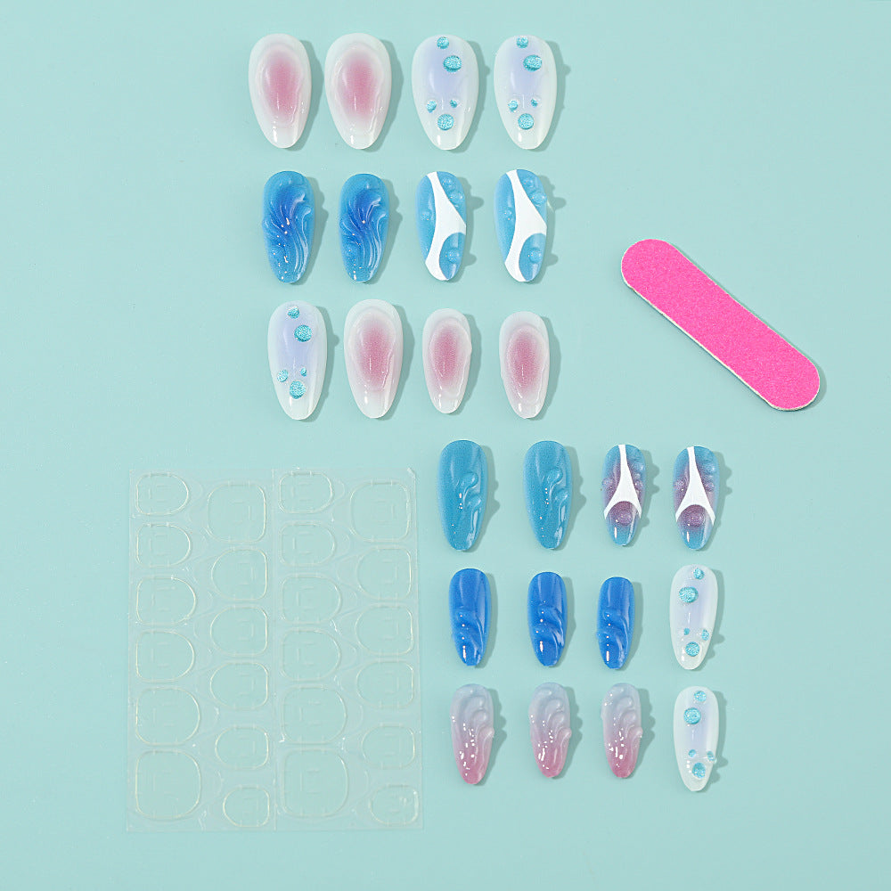 Acrylic Nail Set with Modern Aqua Designs Kalsten