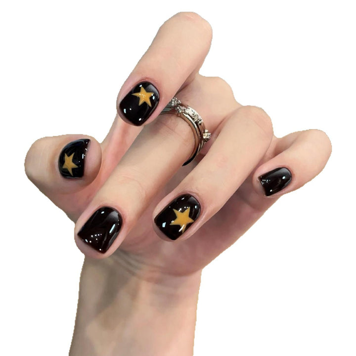 Artistic Star-Themed Press-On Nail Extensions