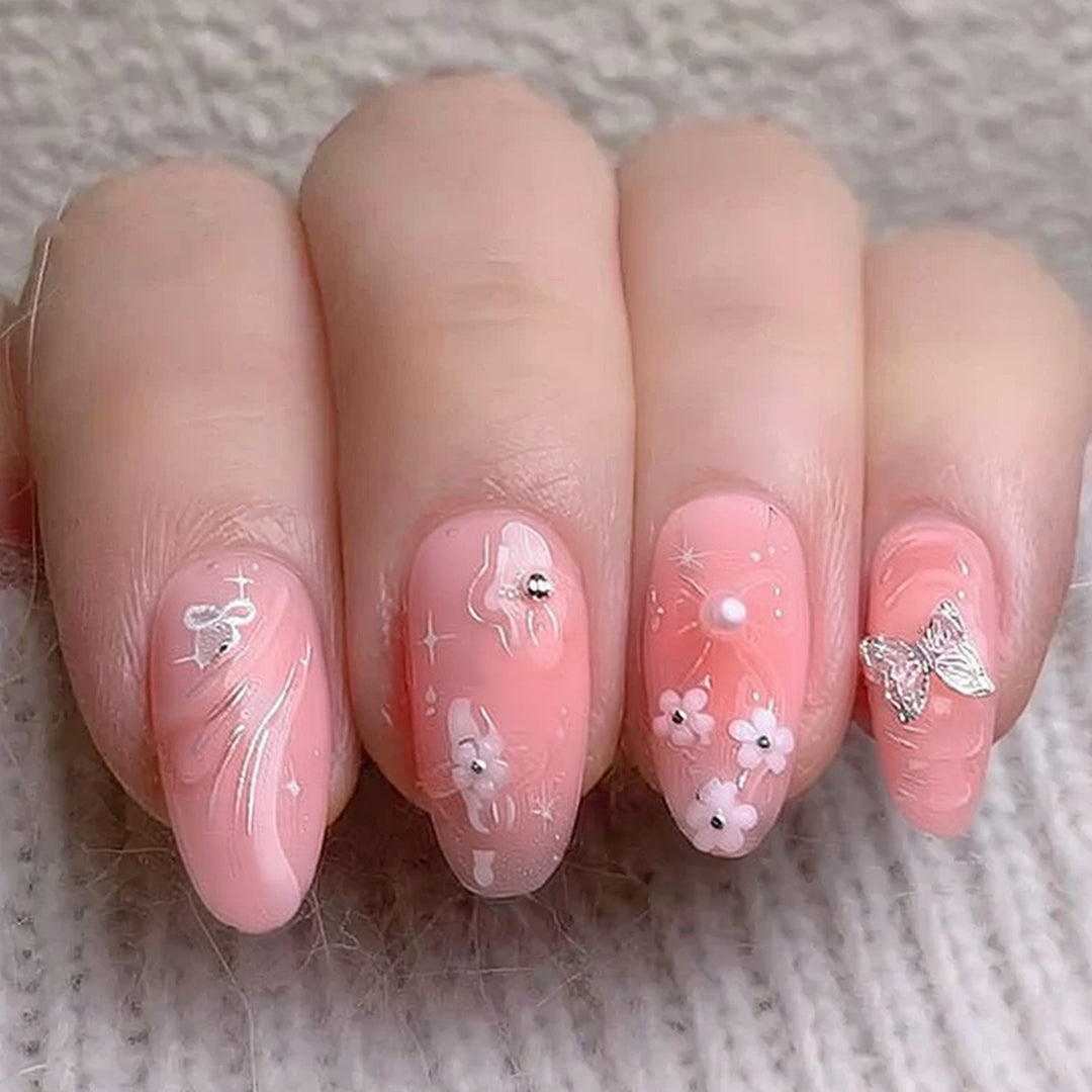 Decorative Floral Press-On Nail Art Set Kalsten