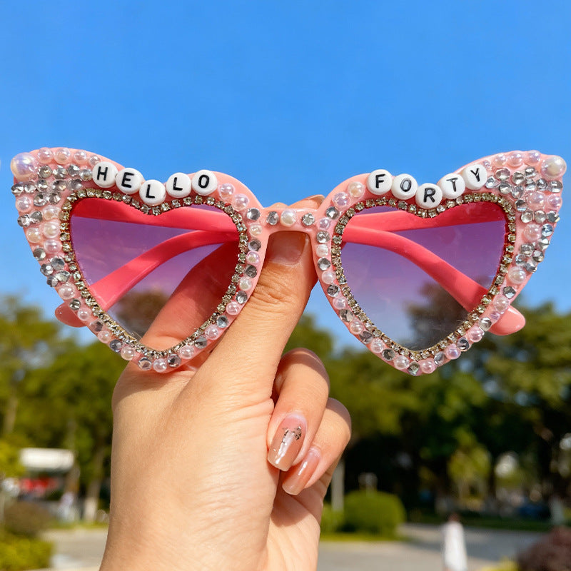Heart-Shaped Pearl-Embellished Sunglasses Kalsten