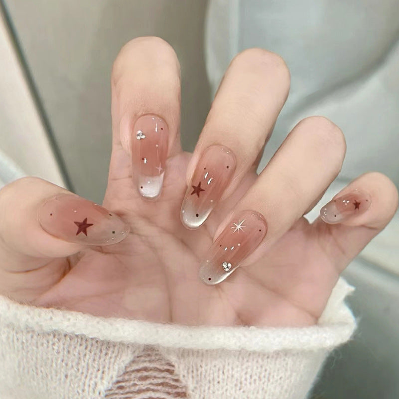 Elegant Press-On Nail Design with Rhinestone Accents Kalsten