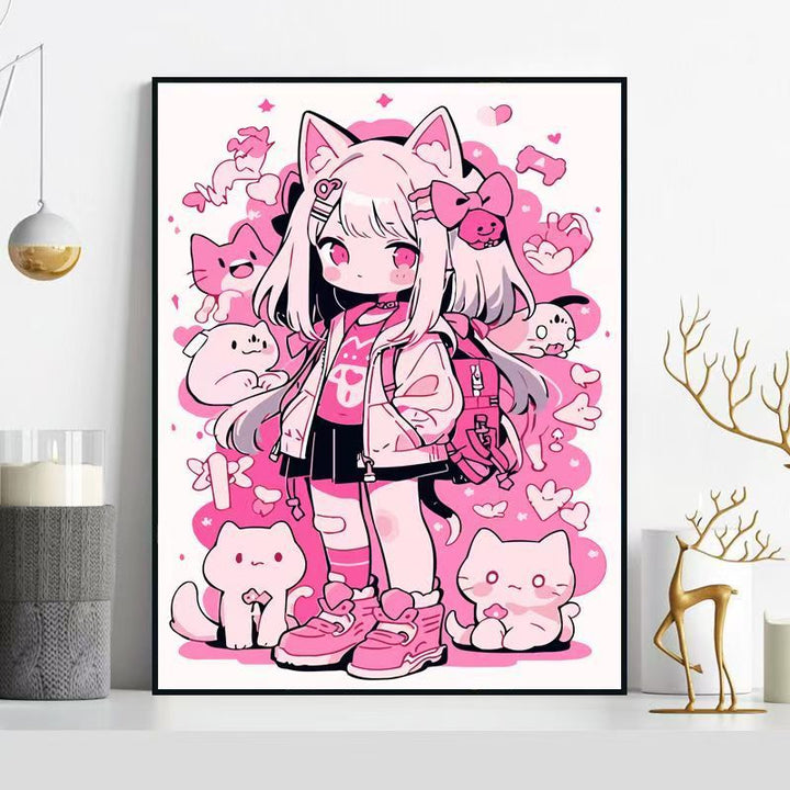 Whimsical Cat-Themed Illustration Wall Art Kalsten