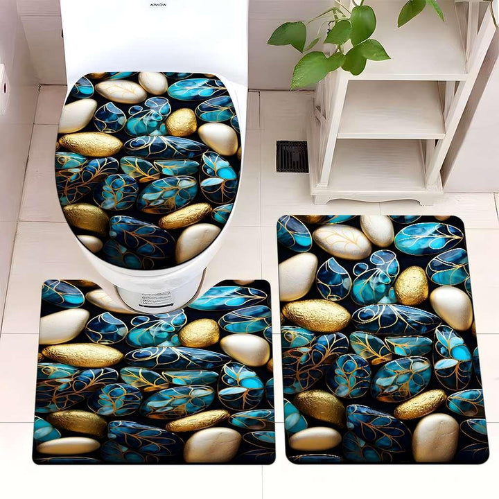 Decorative Rock and Butterfly Bathroom Mat Set Kalsten