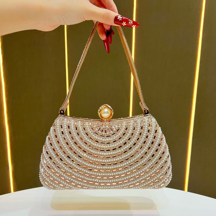 Decorative Crystal-Studded Evening Handbag