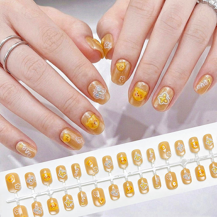 Creative Floral Print Press-On Nails