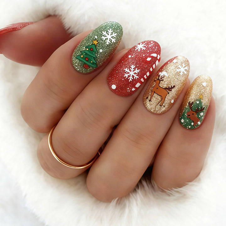 Festive Artificial Nail Set with Winter Motifs Kalsten