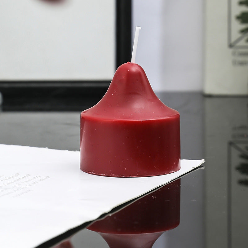 Hand-Poured Decorative Pillar Candle with Sculpted Tapered Top
