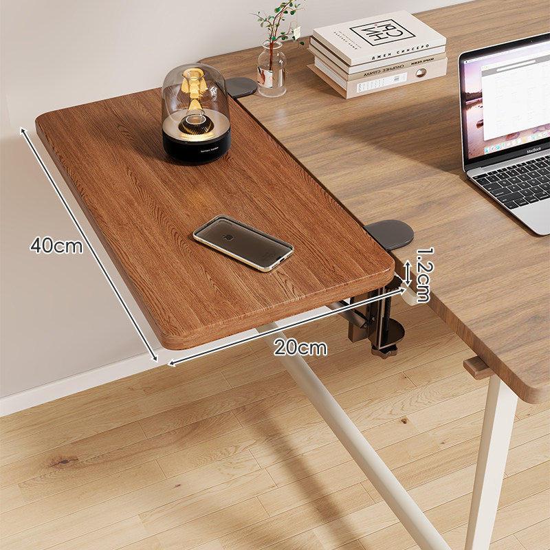 Clamp-On Adjustable Wooden Desk Side Shelf Extension with Foldable Bracket