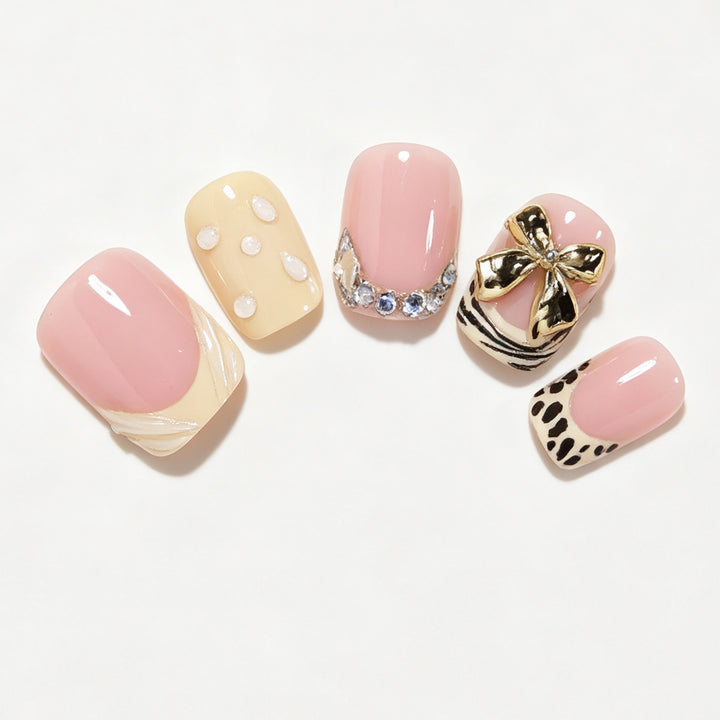 Artistic Press-On Nail Art Set with Decorative Accents Kalsten