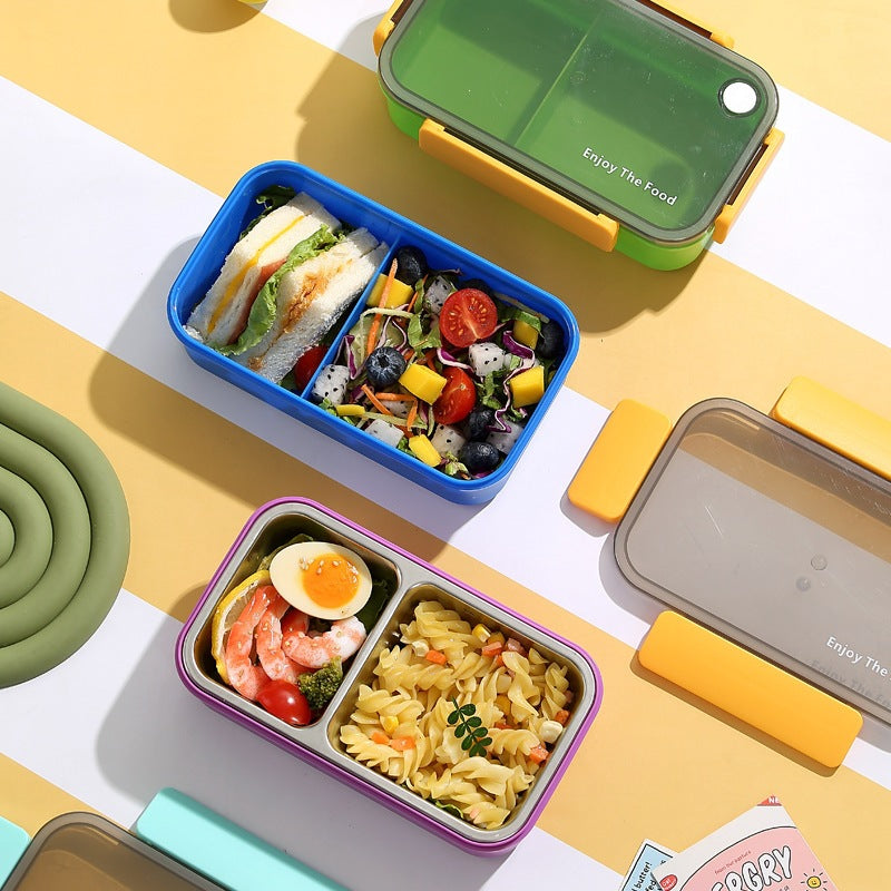 Multi-Section Eco-Friendly Lunch Box with Built-In Utensils