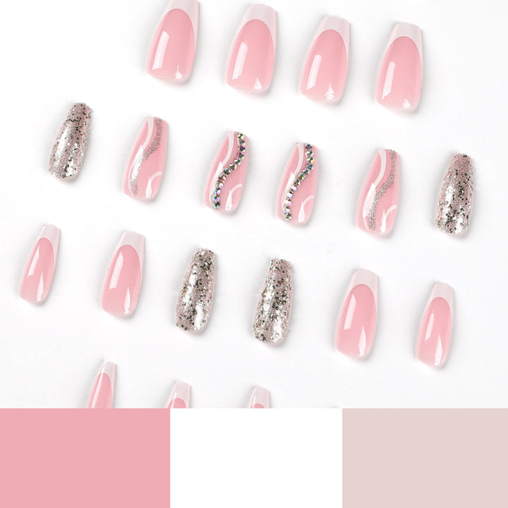 Artistic Nail Art with Glitter and Wave Accents Kalsten