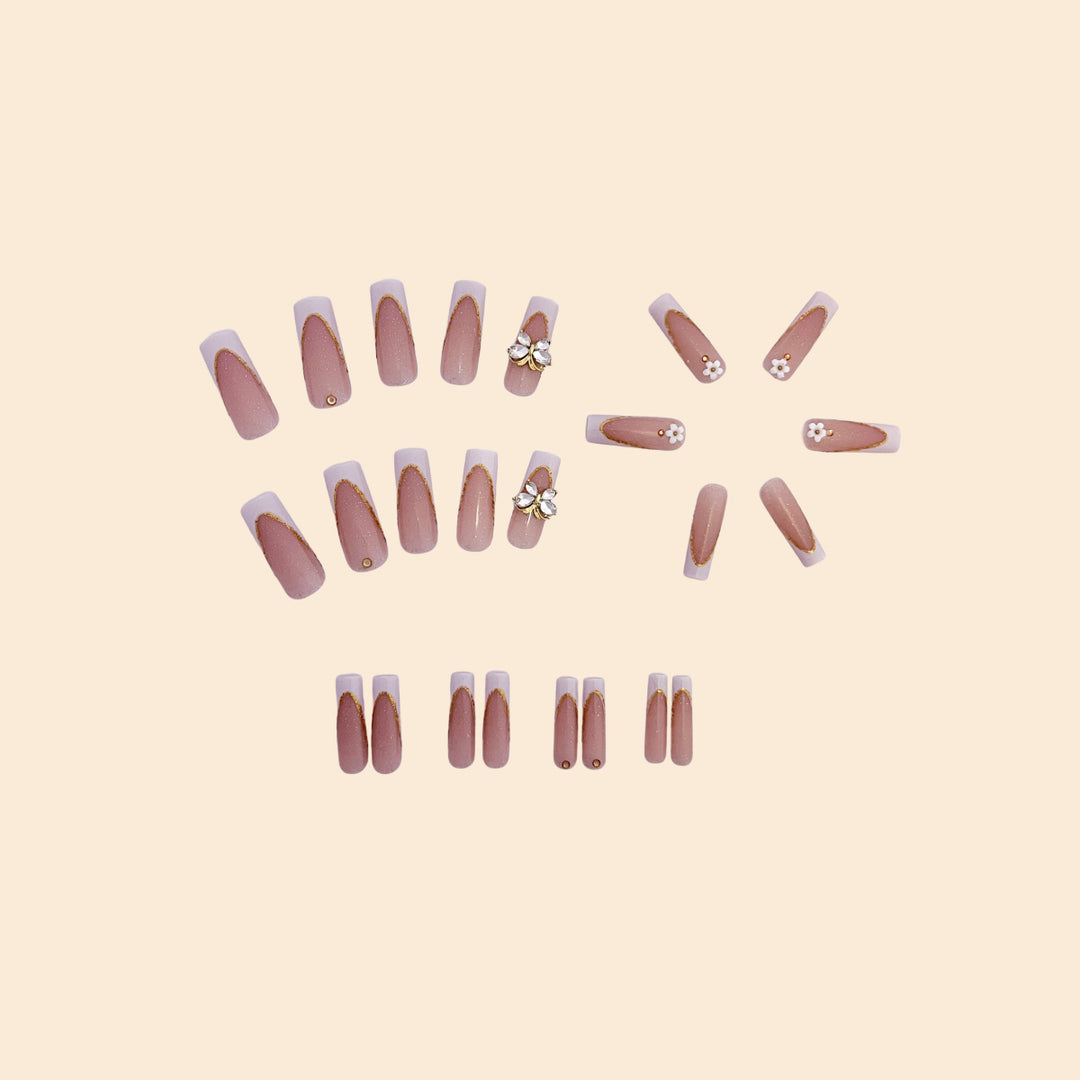Elegant Gold Accented Stiletto Nail Extensions Kalsten