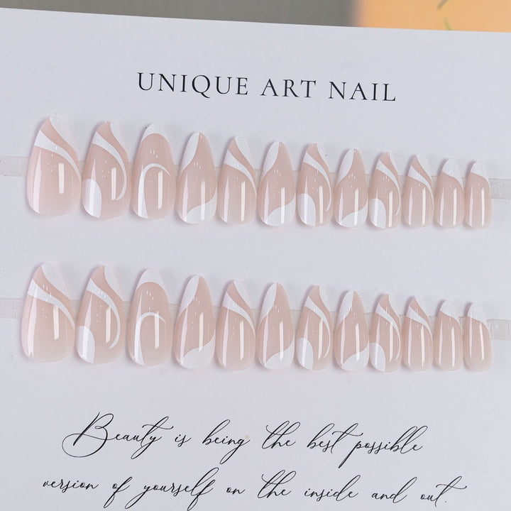 Artistic Stiletto Press-On Nails Featuring Elegant Swirl Design