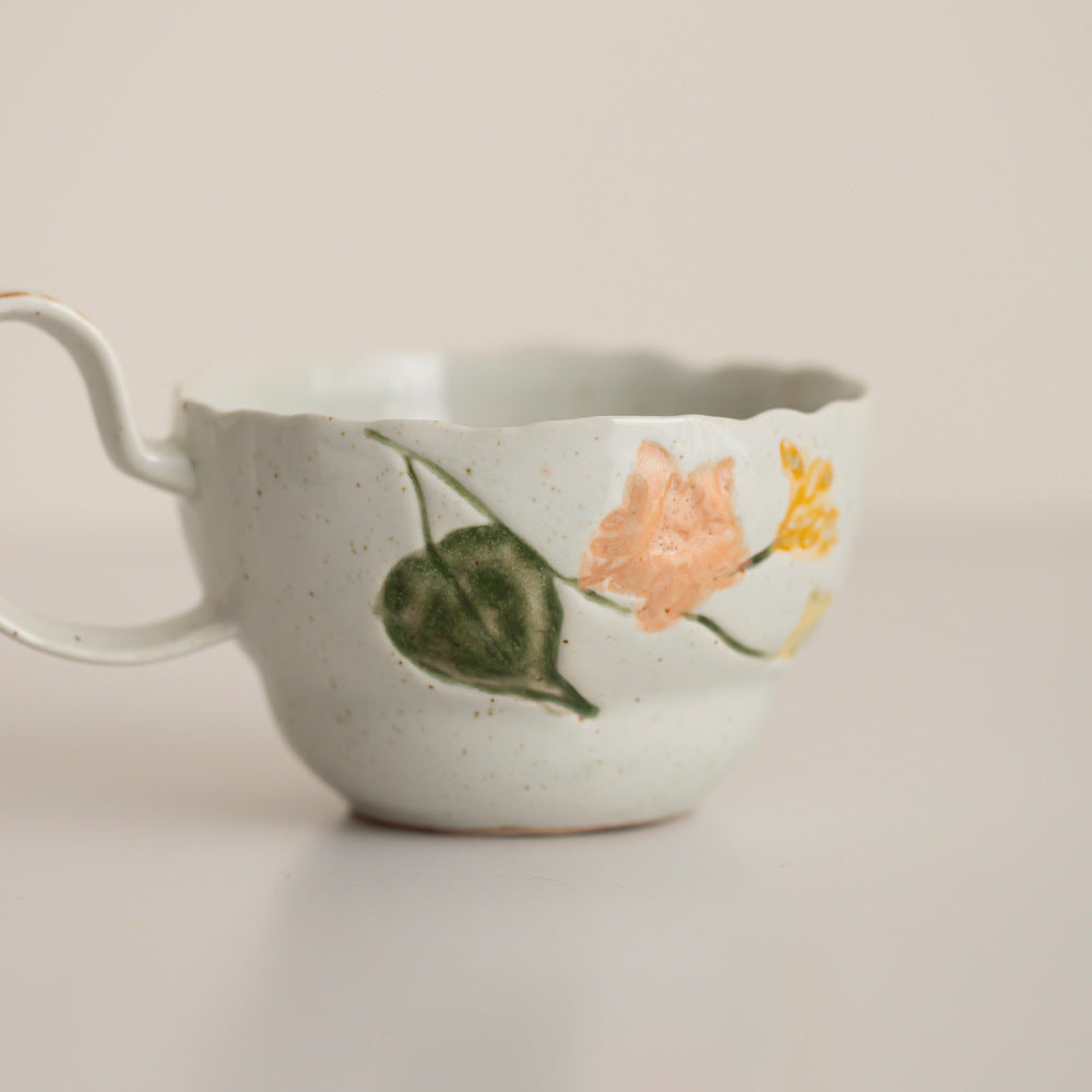 Artistic Floral Ceramic Coffee Cup