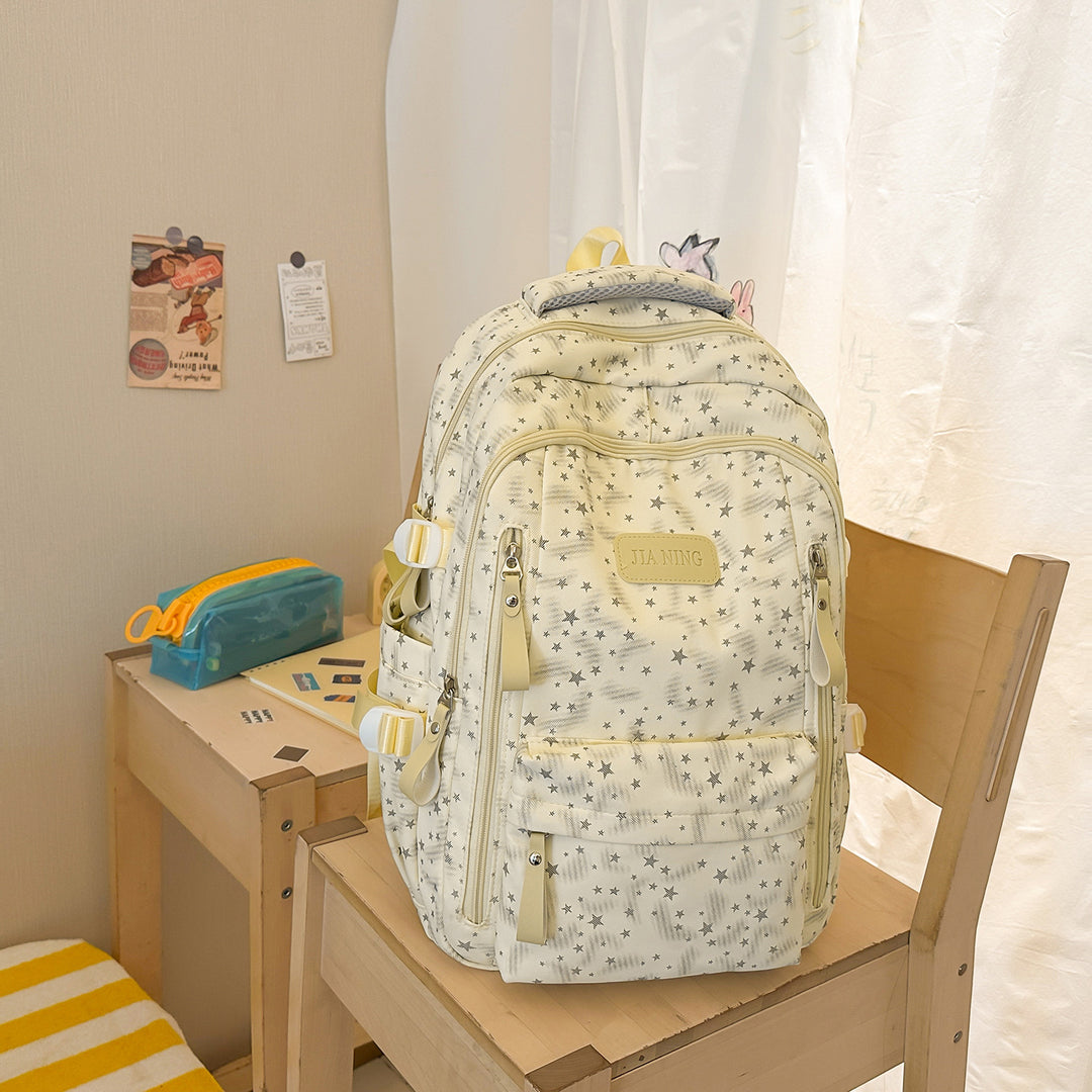 Stylish Multi-Compartment Star-Embellished Backpack Kalsten