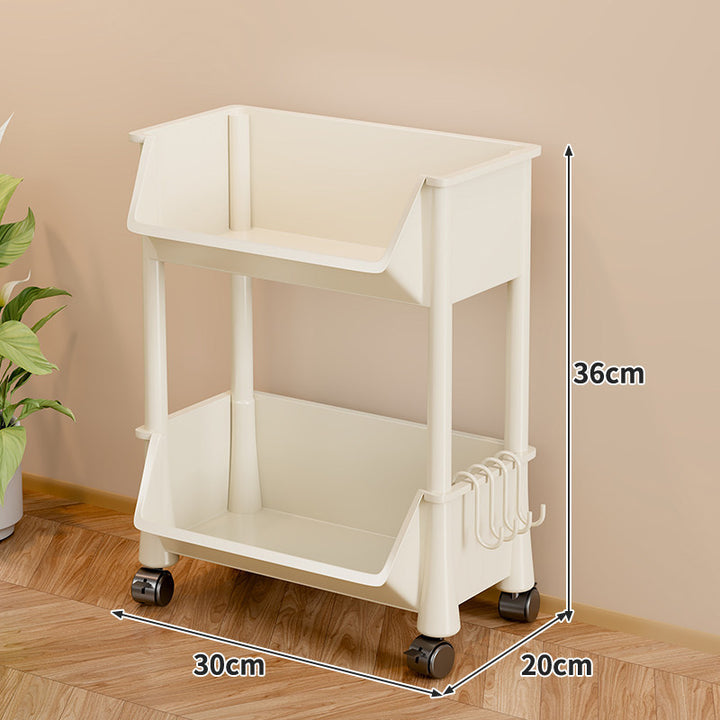 Slim Four-Tier Rolling Storage Cart with Stacking Open Bins