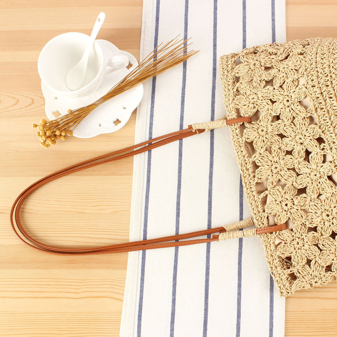 Hand-knotted beach bag with floral details Kalsten