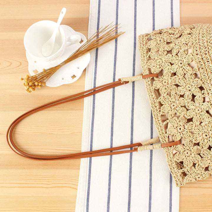 Hand-knotted beach bag with floral details Kalsten