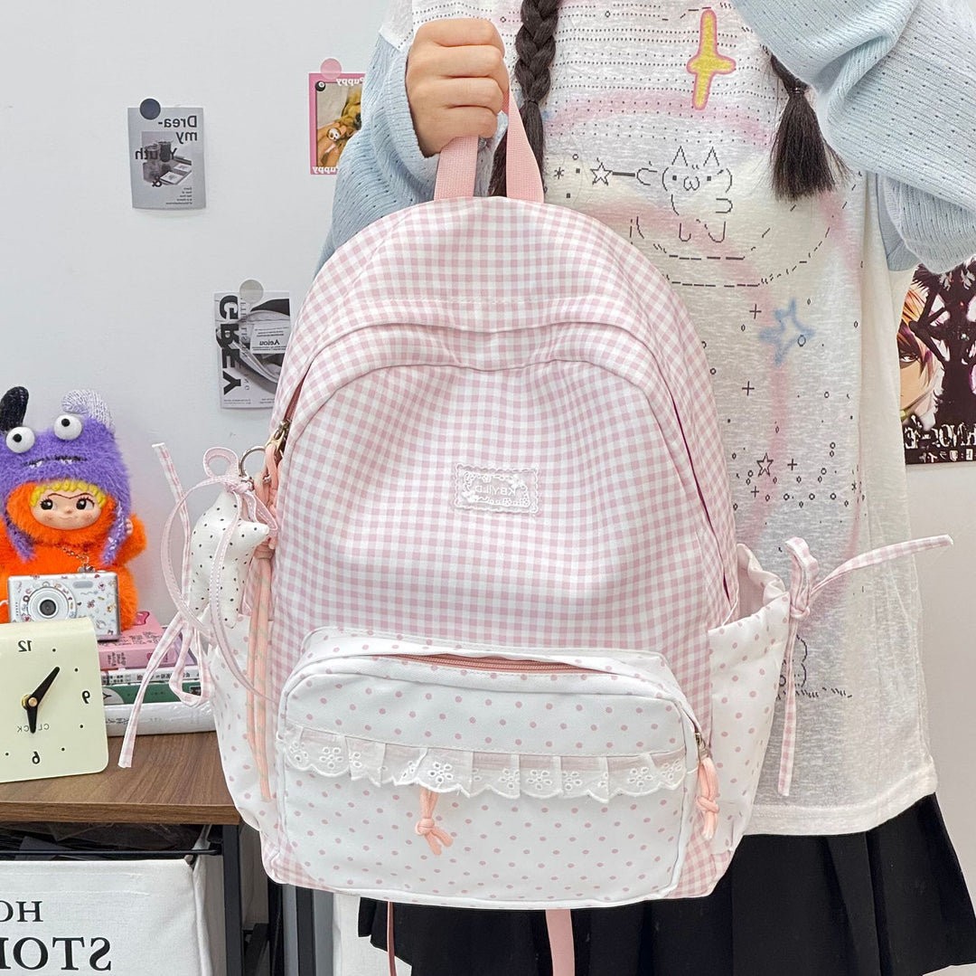 Cute Checked Pattern Backpack Kalsten