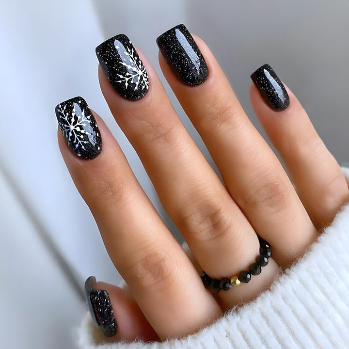 Elegant Black Glitter Nail Art Kalsten