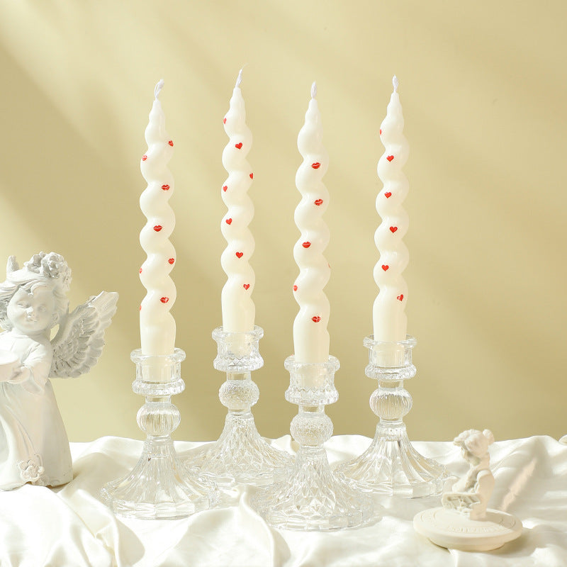 Antique-Style Ribbed Pressed Glass Candlestick Holder