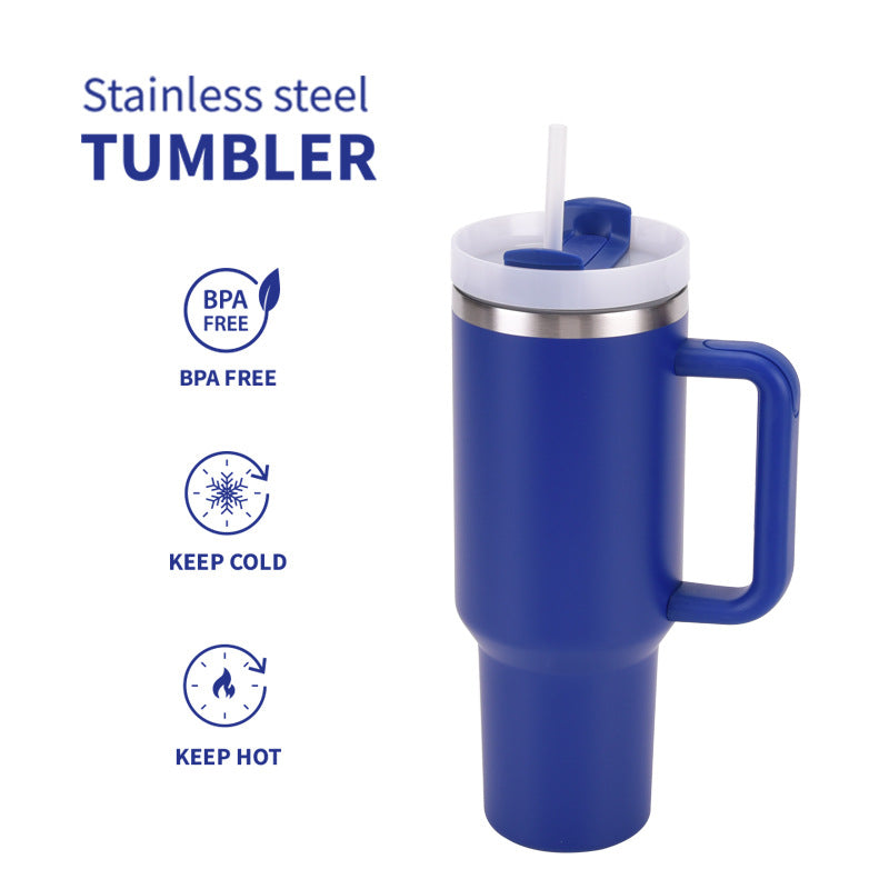 Stainless Steel Insulated Travel Tumbler With Ergonomic Handle And Bpa-Free Straw Lid