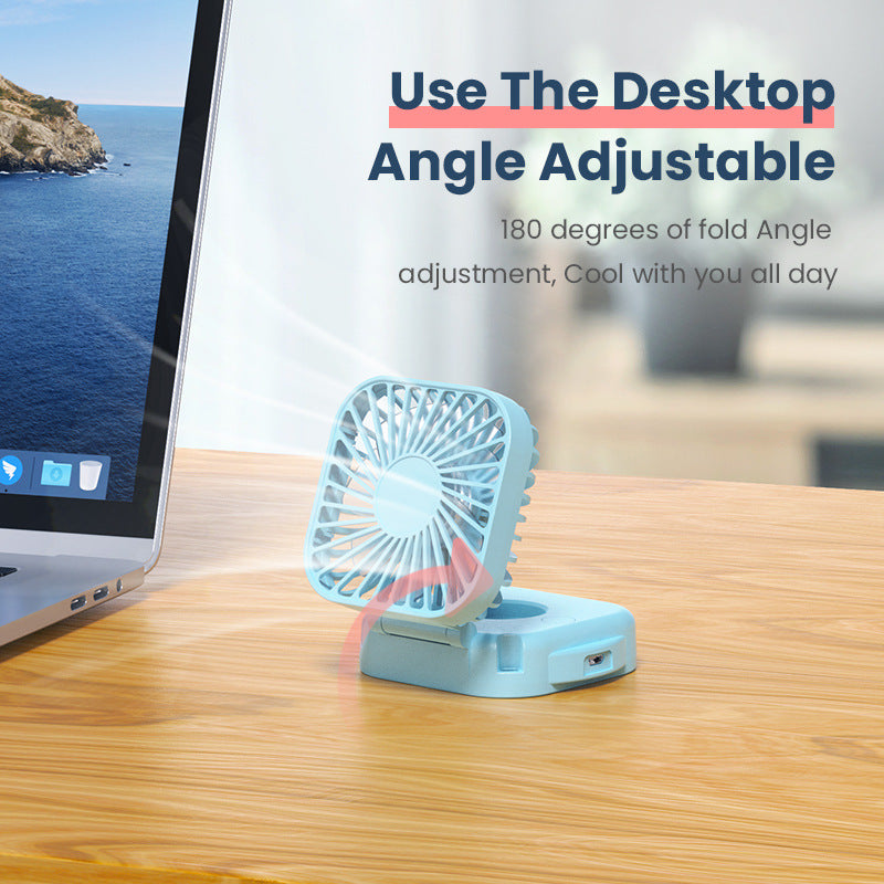 Cooling portable rechargeable folding mini fan with mirror and adjustable swivel stand Kalsten