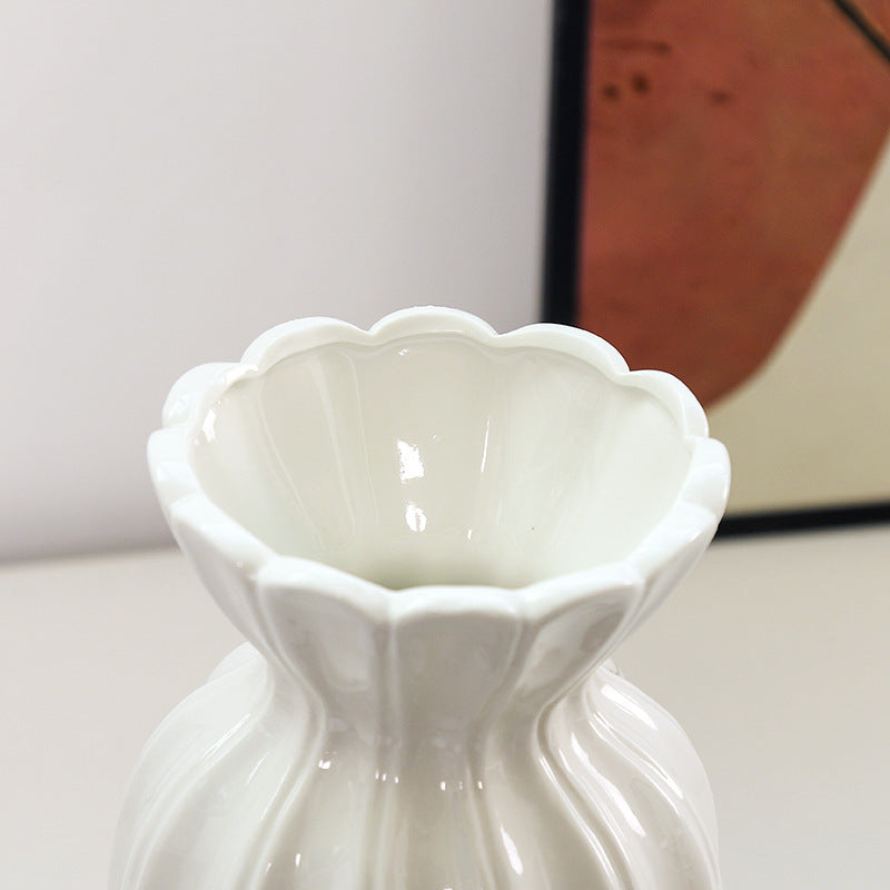 Fluted Ceramic Decorative Flower Vase Kalsten