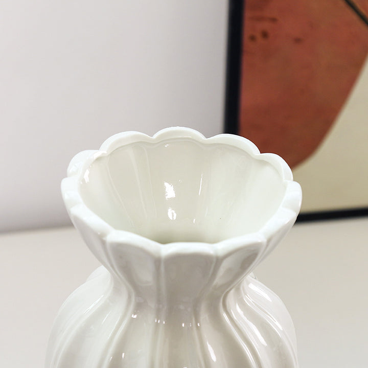 Fluted Ceramic Decorative Flower Vase Kalsten