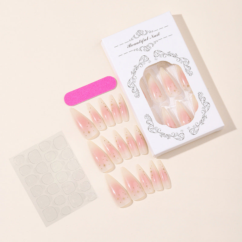 Decorative Press-On Nail Art Set with Glitter Accents